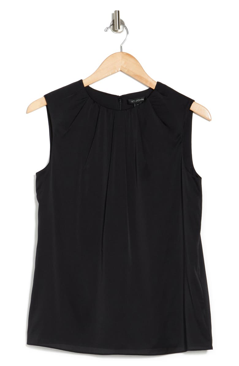 St. John Collection Pintuck Neck Sleeveless Silk Blend Shell, Alternate, color, 