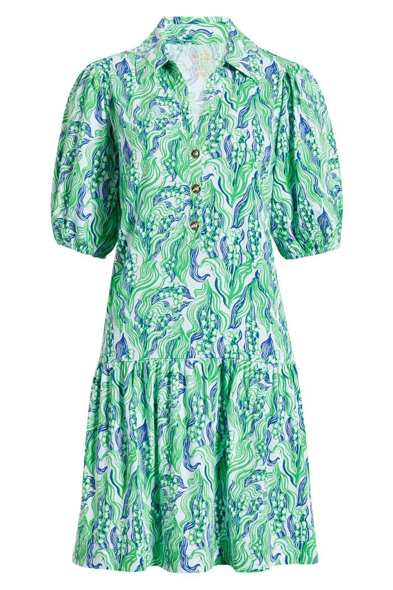 Bingley Short Sleeve Cotton Drop Waist Minidress, Alternate, color, GREEN LILLY OF THE VALLEY