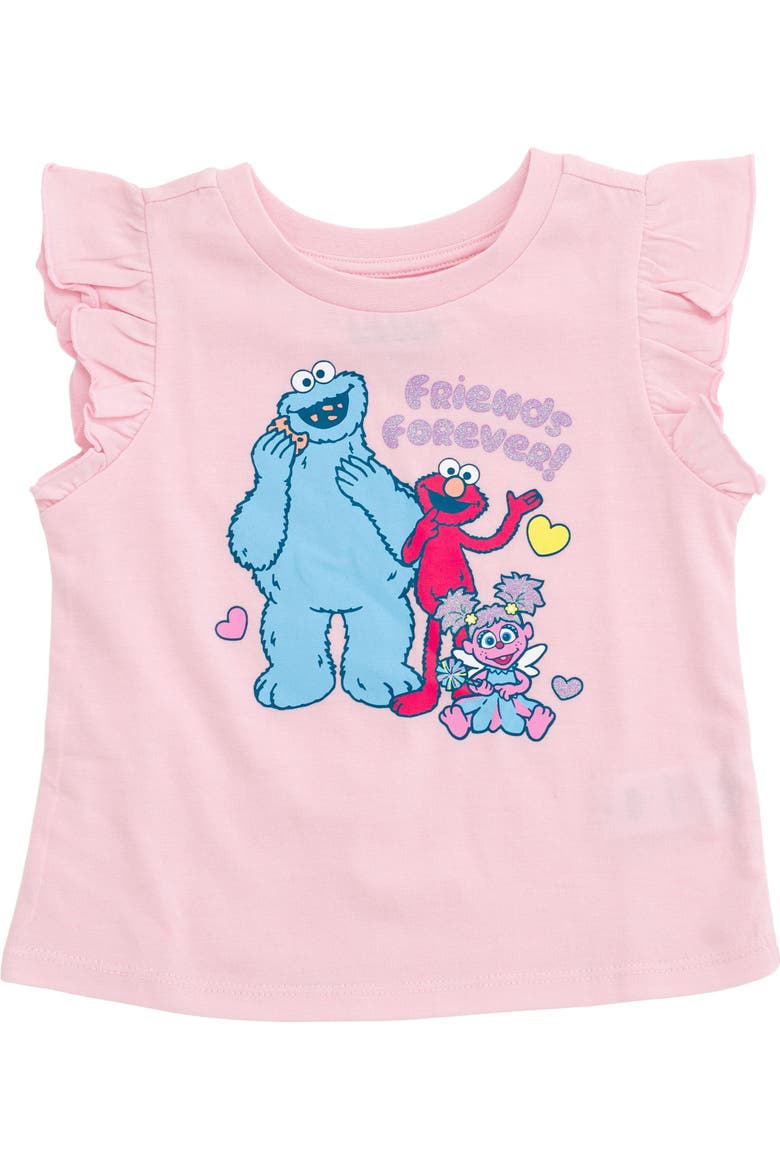 2-Piece T-Shirt and Satin Skirt Set, Alternate, color, Sesame Street Pink