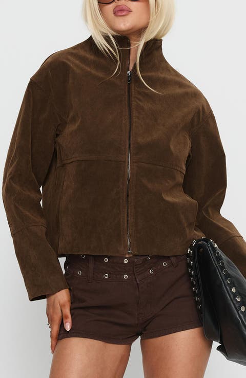 Jessalynn Faux Suede Full Zip Jacket