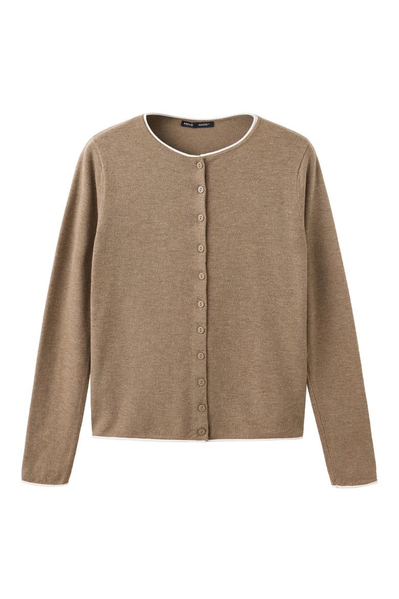 Button Front Cardigan, Alternate, color, MEDIUM BROWN