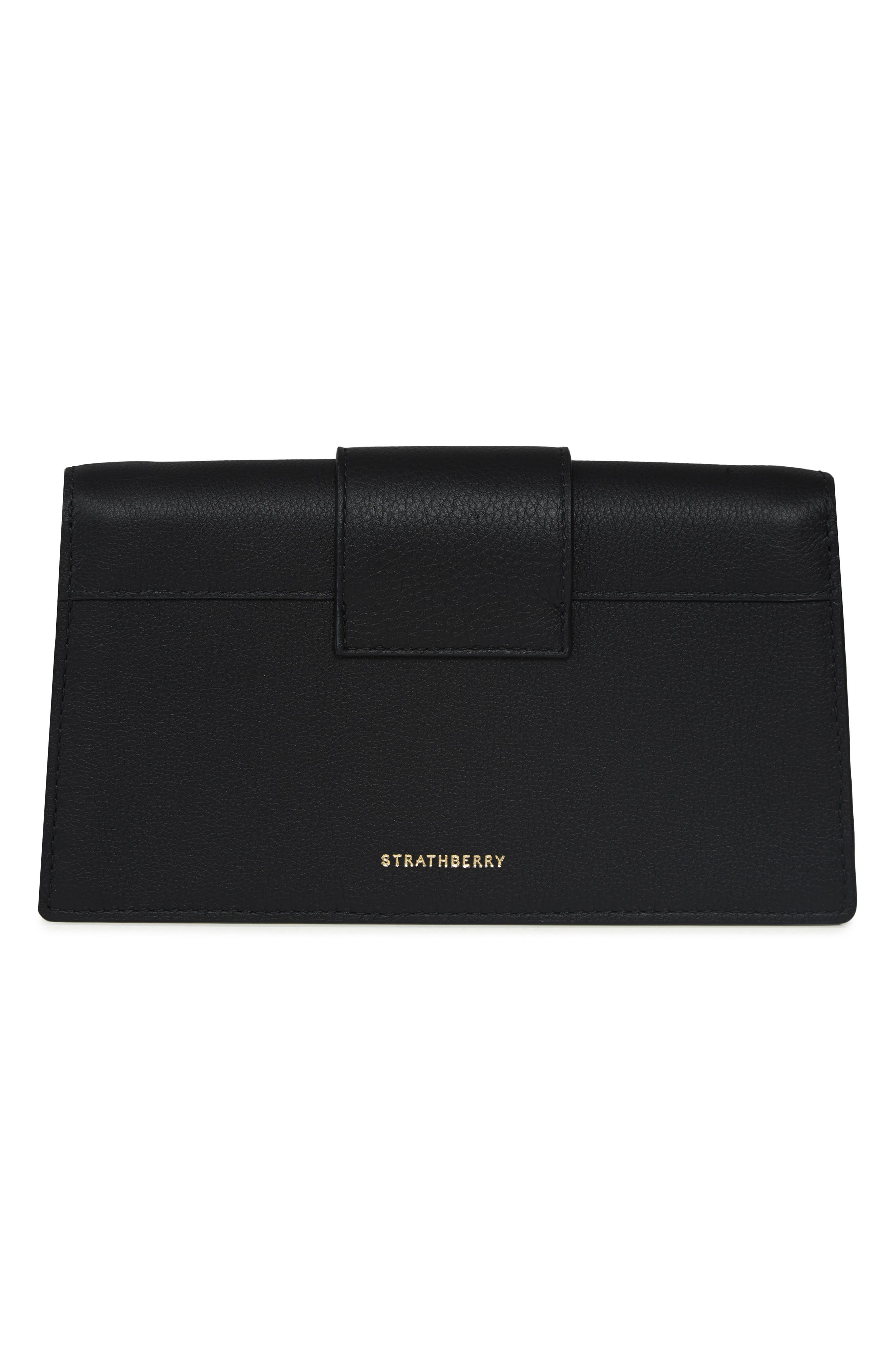 Strathberry Crescent on a Chain Croc Embossed Leather Shoulder Bag, Alternate, color, 