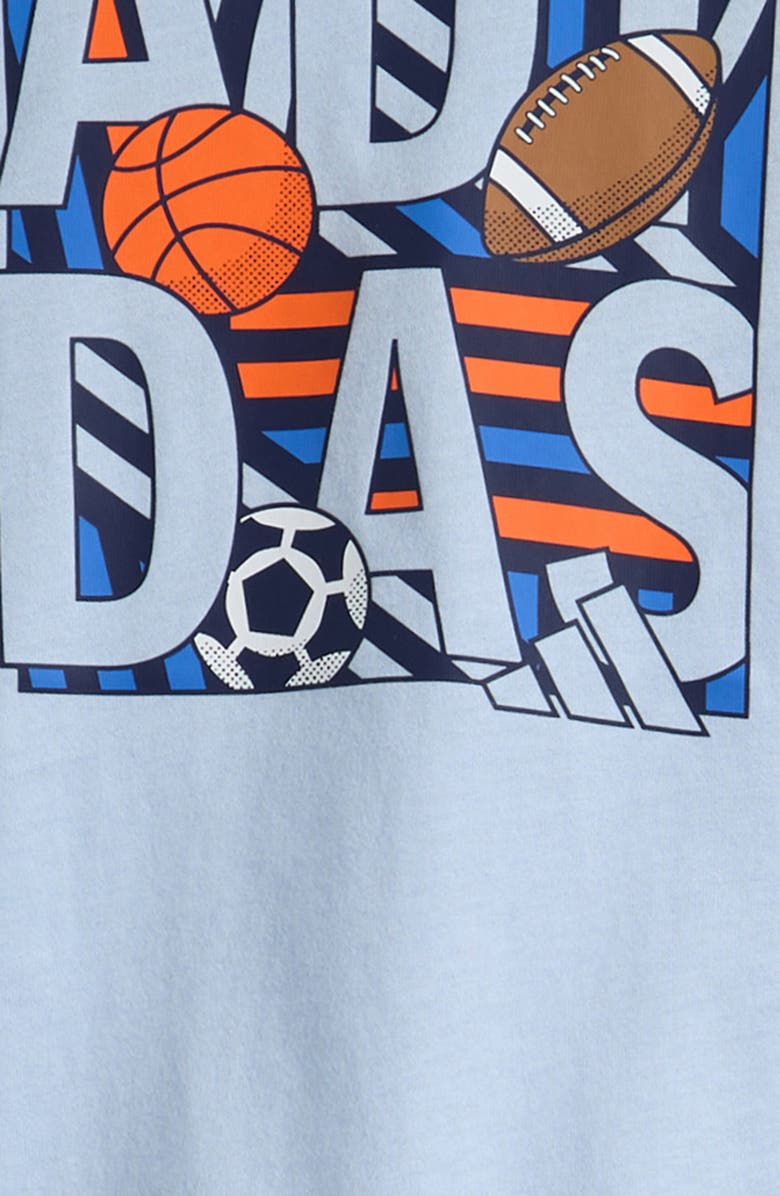 adidas Kids' Cotton Graphic T-Shirt & Knit Athletic Shorts set, Alternate, color, Crystal Sky