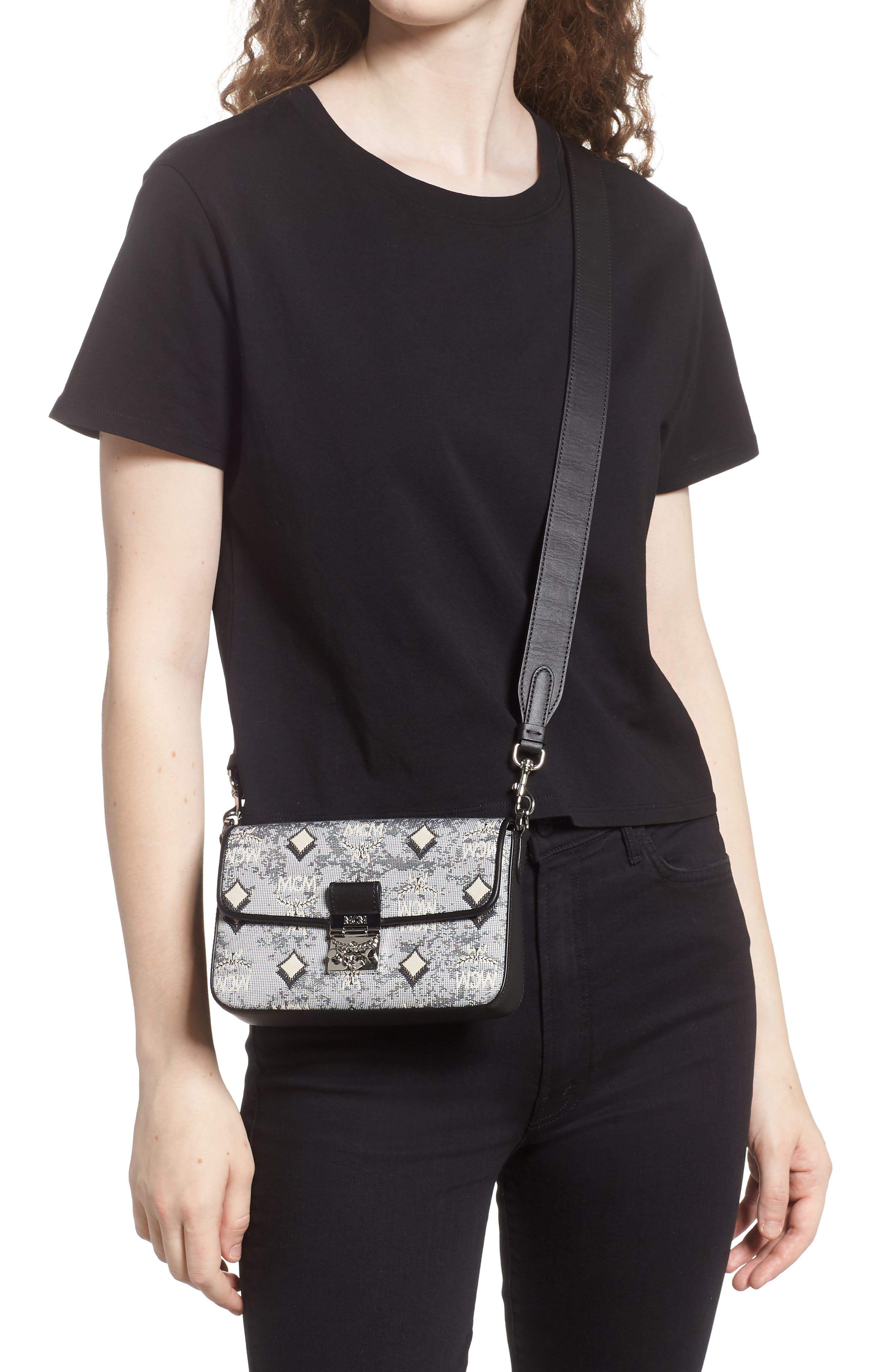 MCM Small Jacquard Crossbody Bag, Alternate, color, 