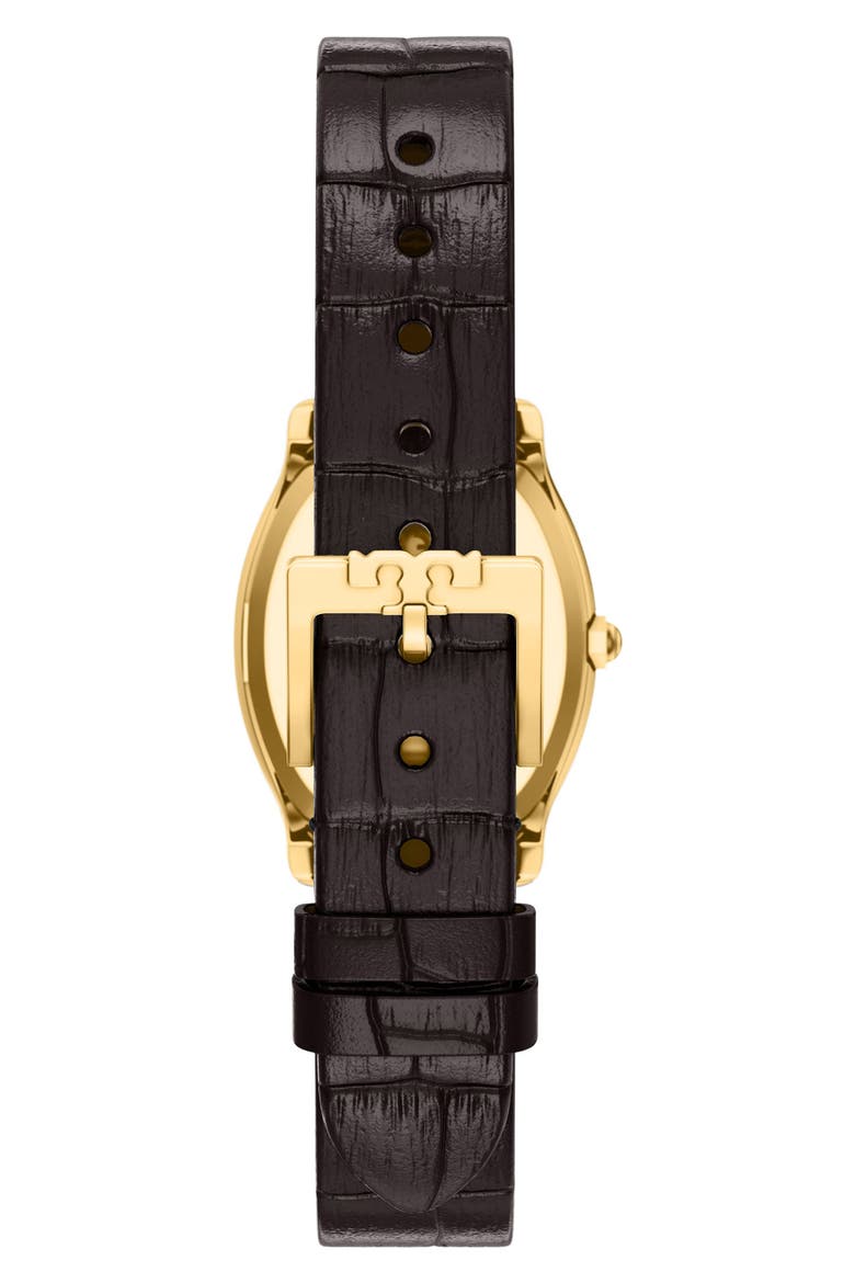 Eleanor Curve Croc Embossed Leather Strap Watch, 23mm x 31mm, Alternate, color, BROWN