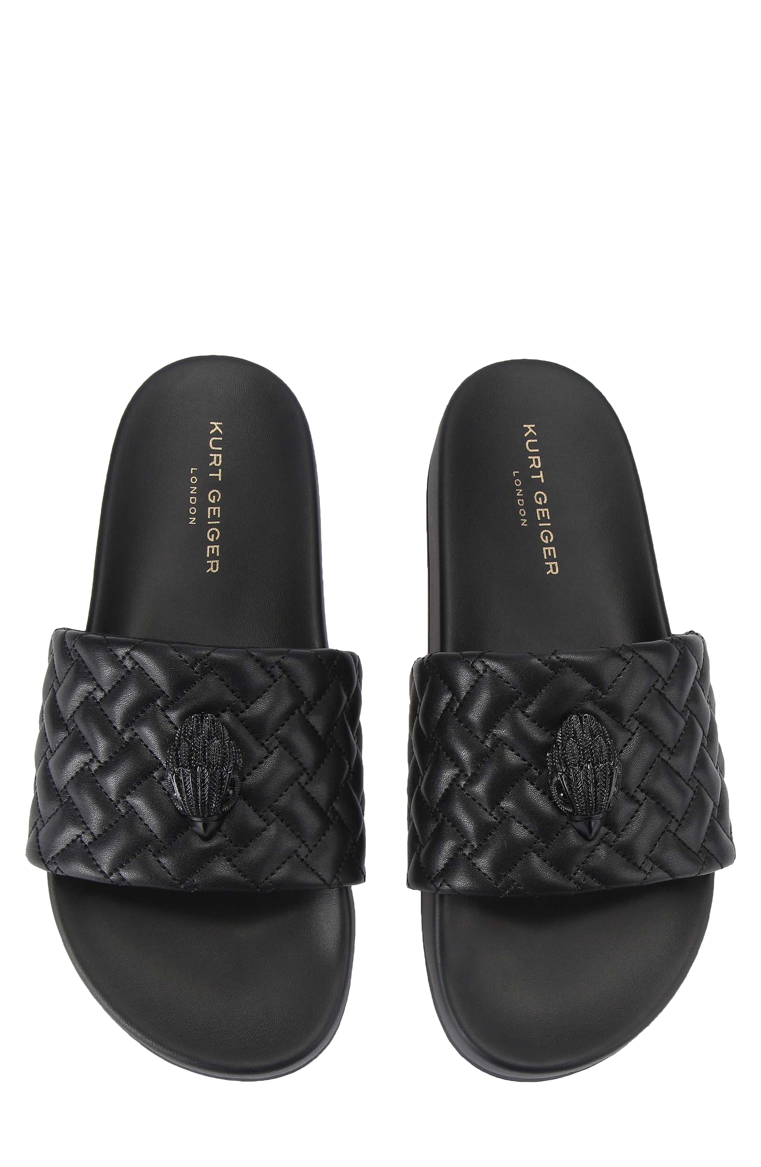 Meena Eagle 2 Faux Leather Slide Sandal, Alternate, color, BLACK