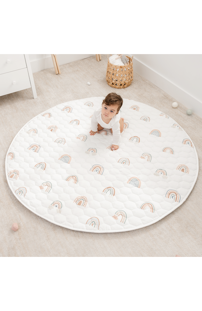 Comfy Cubs Premium Play Mat with Non-Slip Bottom, Round, Main, color, Rainbow