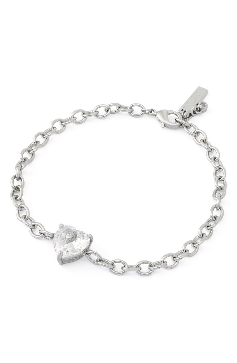 Kurt Geiger London Crystal Heart Flex Bracelet, Alternate, color, Crystal