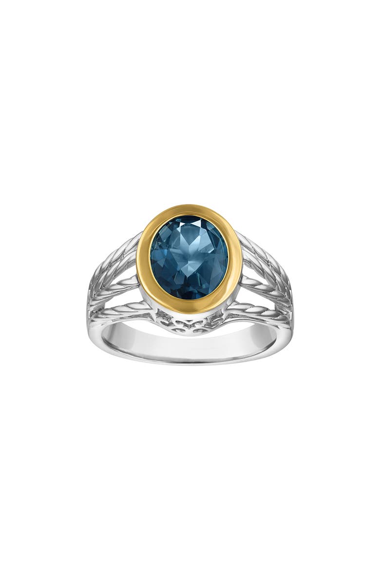 London Blue Topaz Bezel Ring, Main, color, WHITE