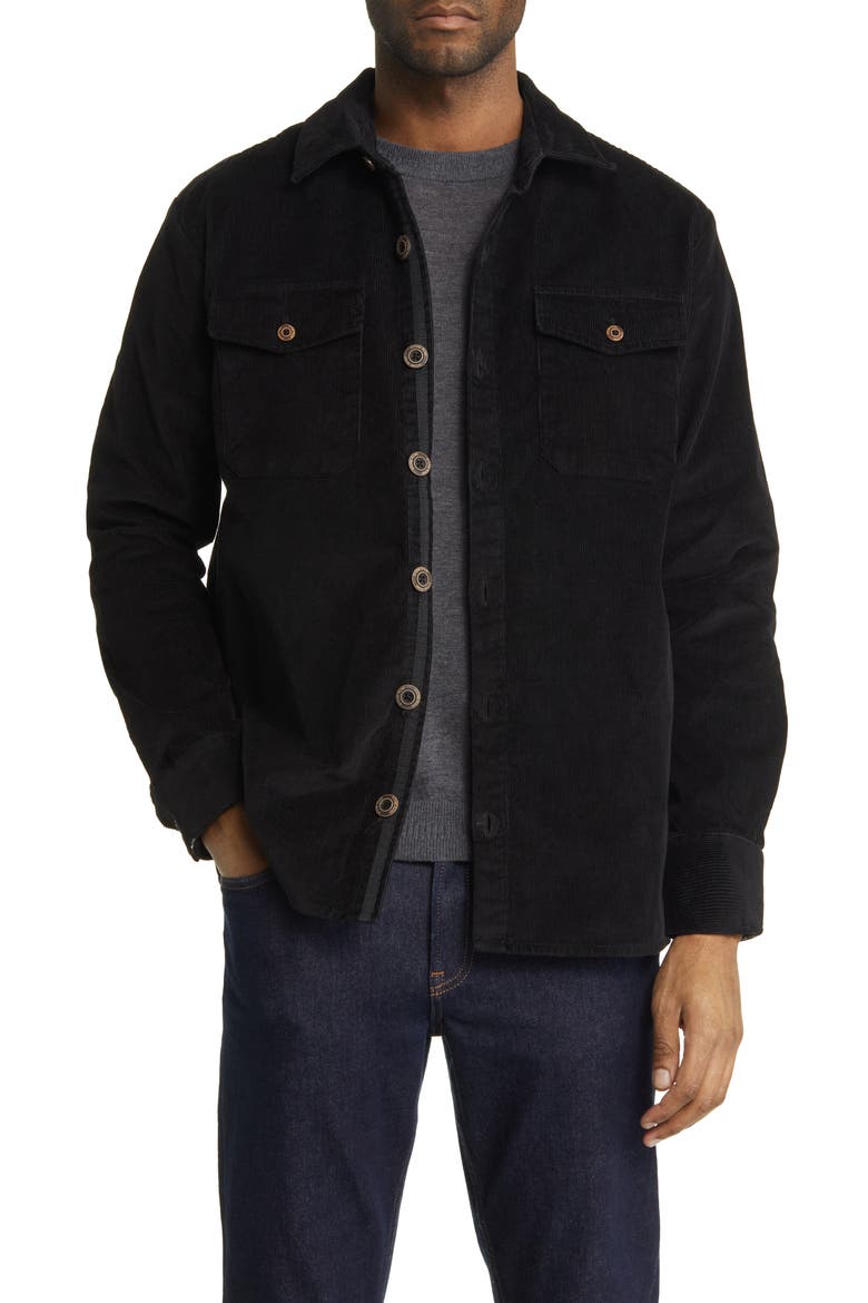 Brushed Corduroy Overshirt, Main, color, BLACK