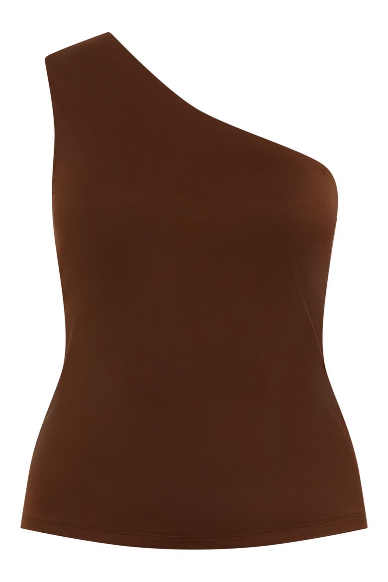 Swept Away One-Shoulder Top, Alternate, color, COCOA
