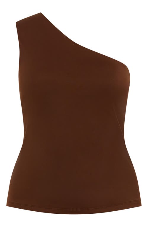 City Chic Swept Away One-shoulder Top In Brown