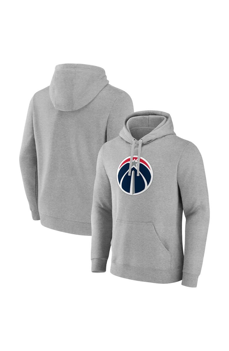 FANATICS Men's Fanatics Branded  Heather Gray Washington Wizards Primary Logo Pullover Hoodie, Main, color, 
