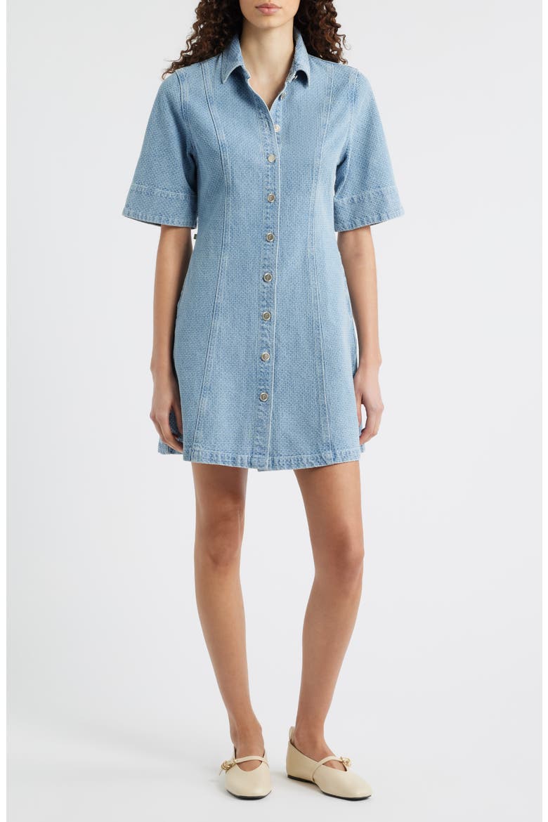 Ellyne Embroidered Denim Shirtdress, Main, color, BLEU CLAIR