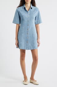 FRNCH Ellyne Embroidered Denim Shirtdress