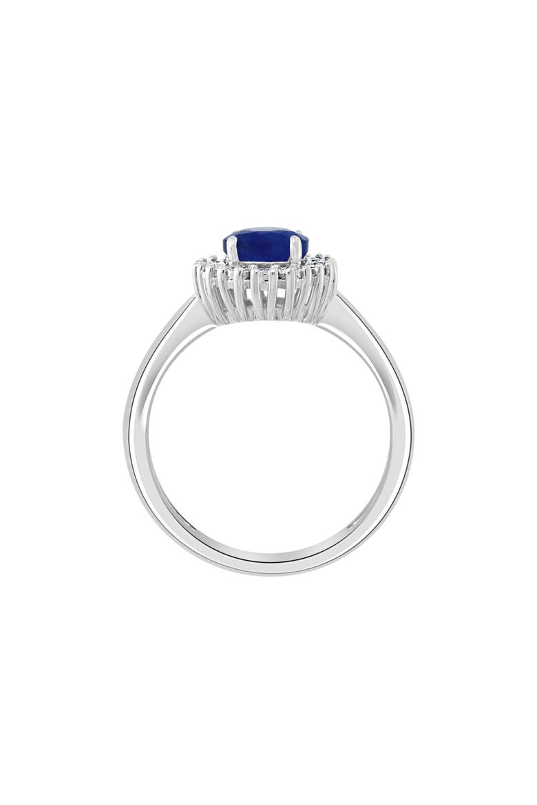 Sterling Silver Sapphire & Diamond Halo Ring, Alternate, color, BLUE