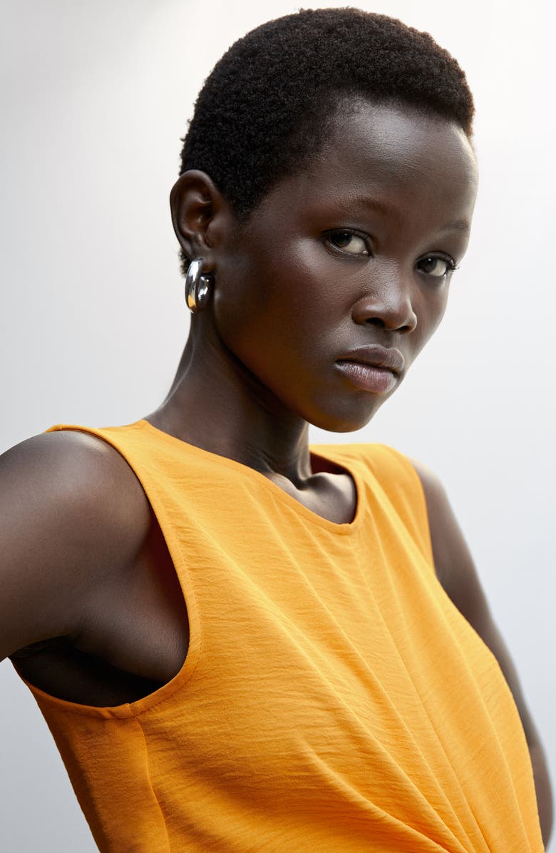 MANGO Textured Knotted Midi Dress, Alternate, color, 