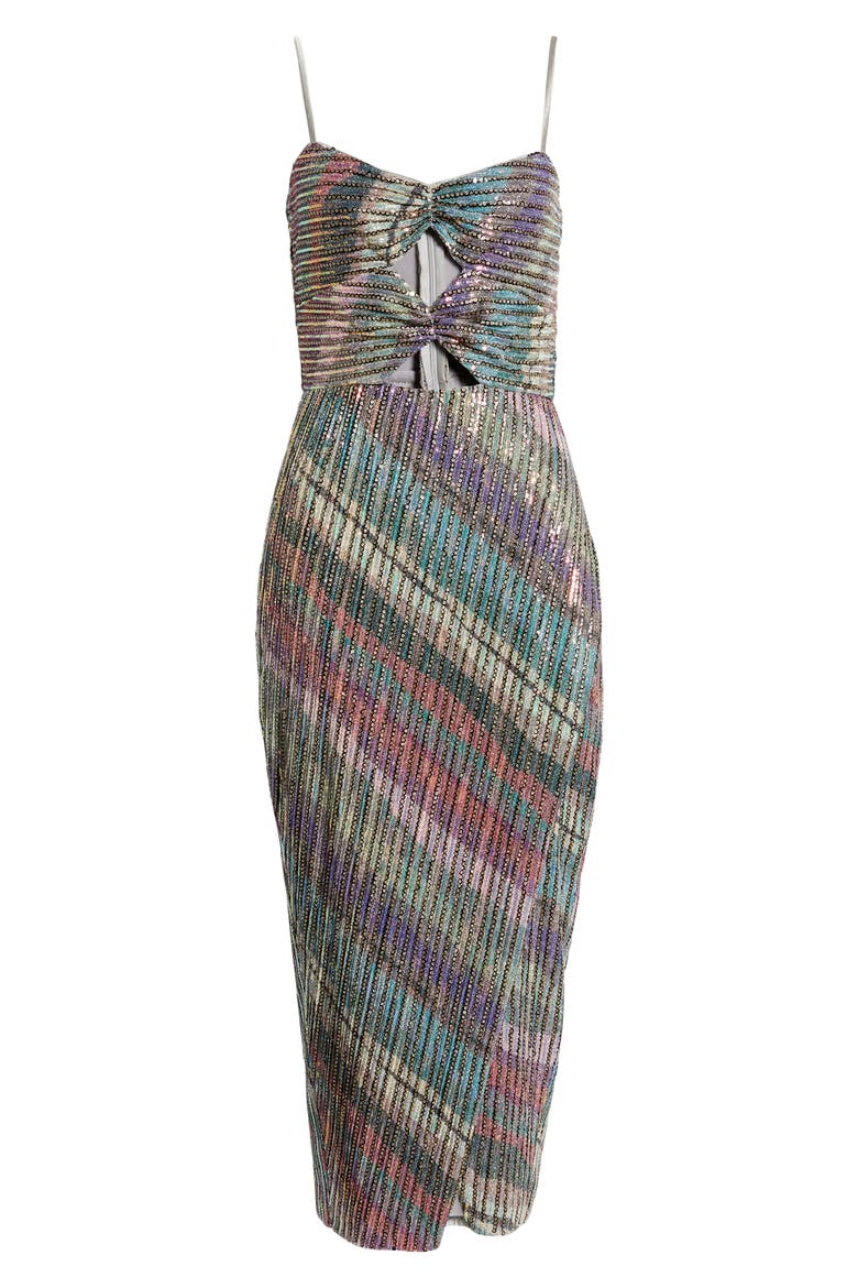 Lissandra Rainbow Crystal Detail Cocktail Dress, Alternate, color, RAINBOW