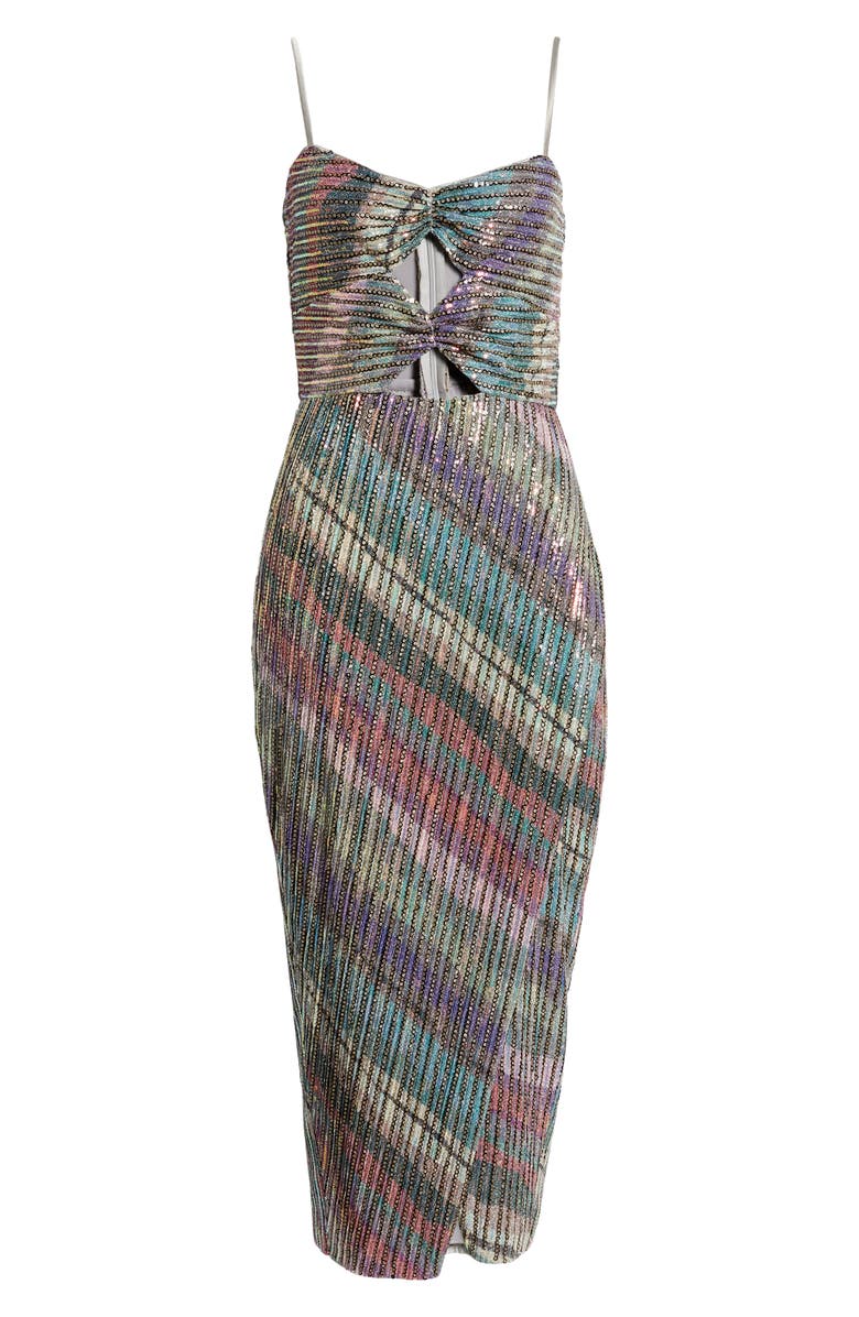 Saylor Lissandra Rainbow Crystal Detail Cocktail Dress, Alternate, color, 