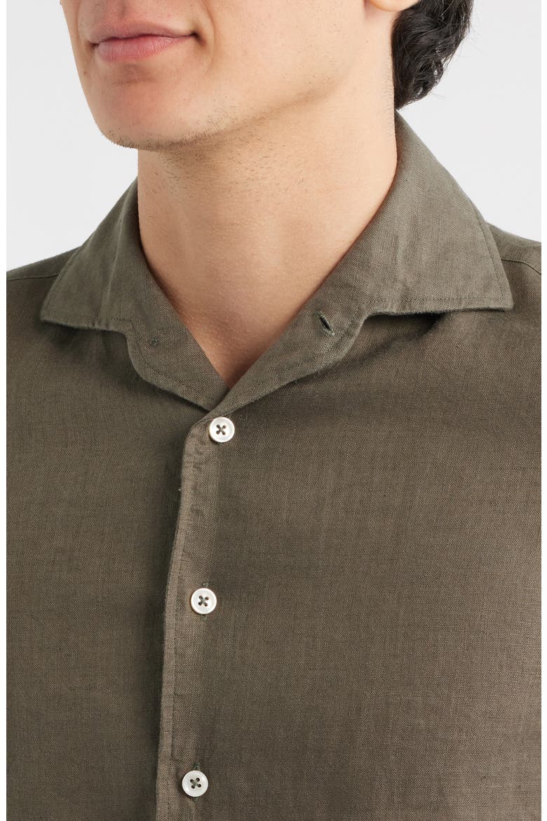 Seaside Linen Button-Up Shirt, Alternate, color, OLIVE