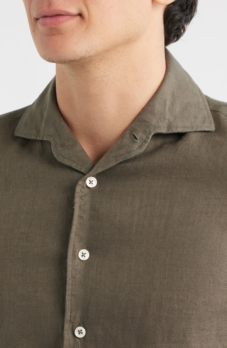 Aurélien Seaside Linen Button-Up Shirt, Alternate, color, Olive