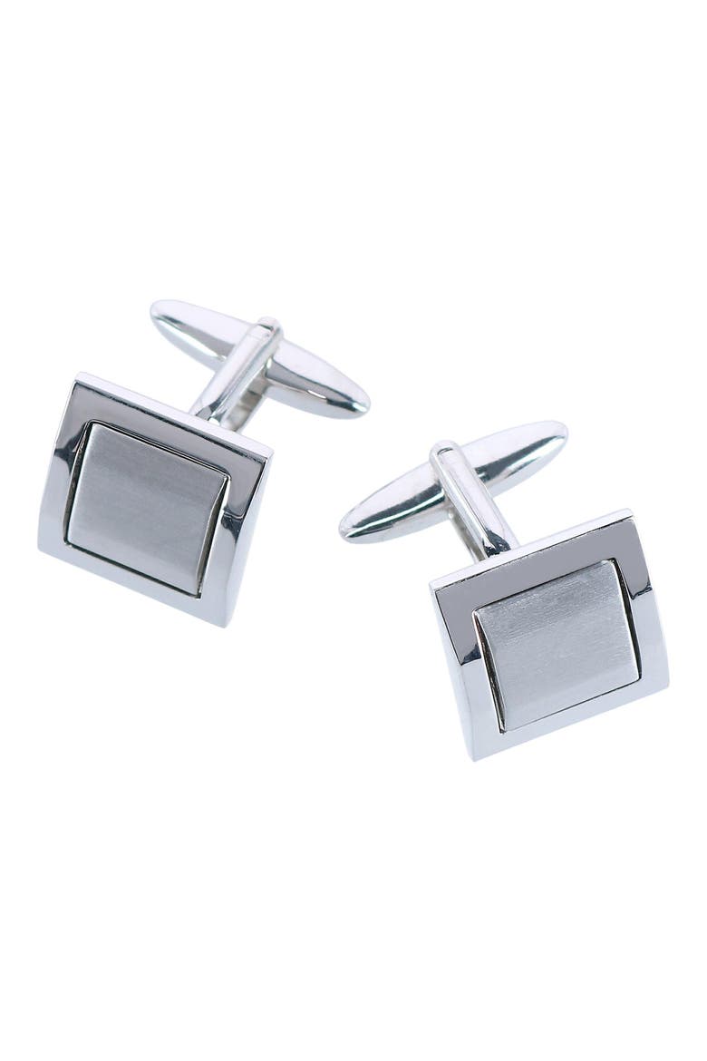 The Plaza Square Cuff Link & Stud Set, Alternate, color, SILVER