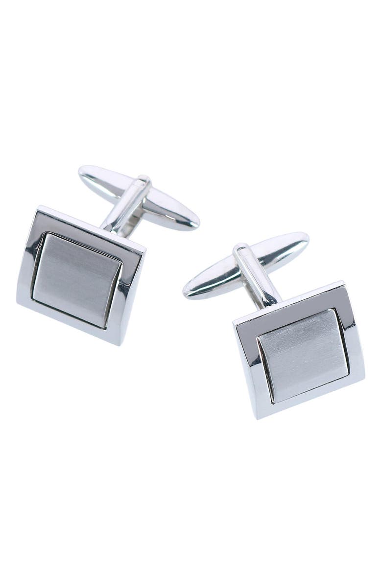 Trafalgar The Plaza Square Cuff Link & Stud Set, Alternate, color, Silver