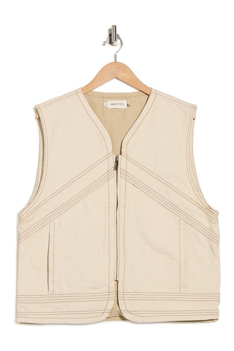 Logo Appliqué Cotton Canvas Riding Vest, Alternate, color, BONE