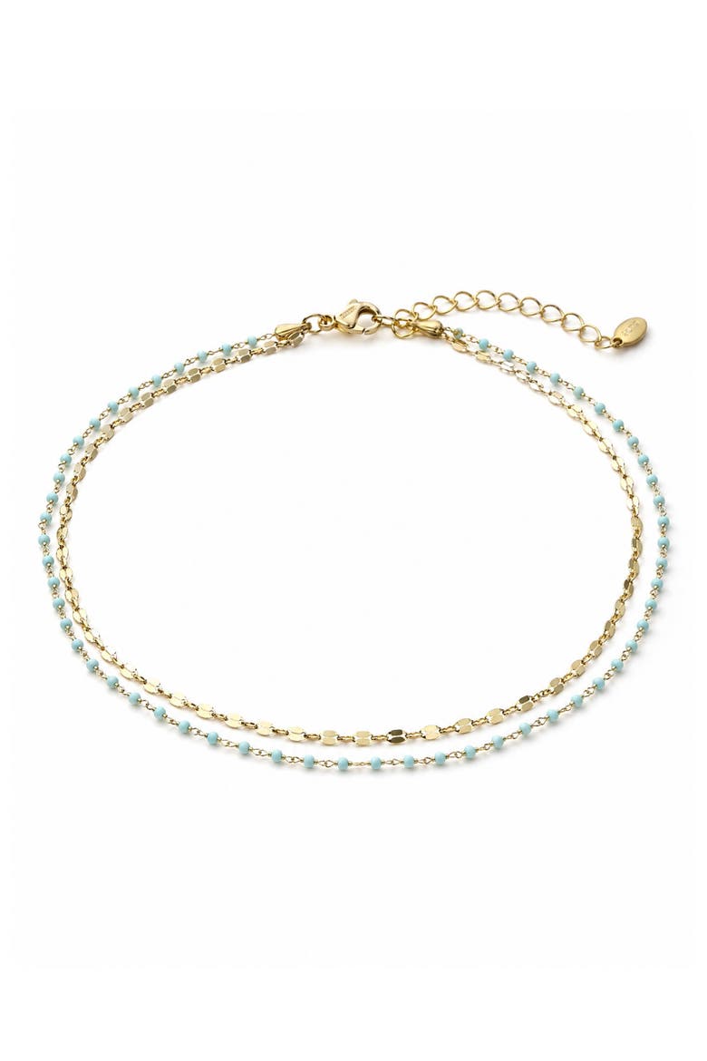 Layered Beaded Anklet, Main, color, GOLD/ TURQUOISE