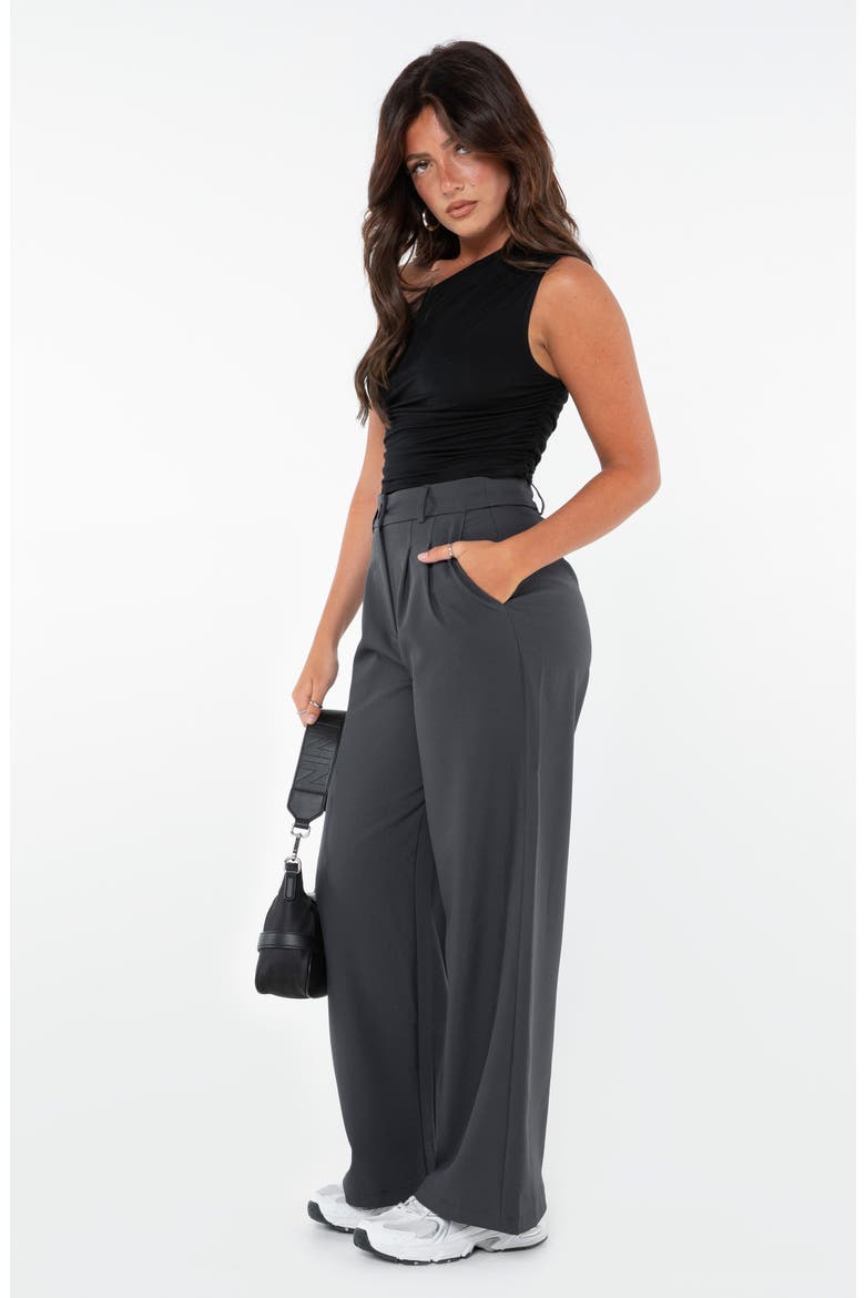 Archer Pleated Wide Leg Pants, Alternate, color, CHARCOAL