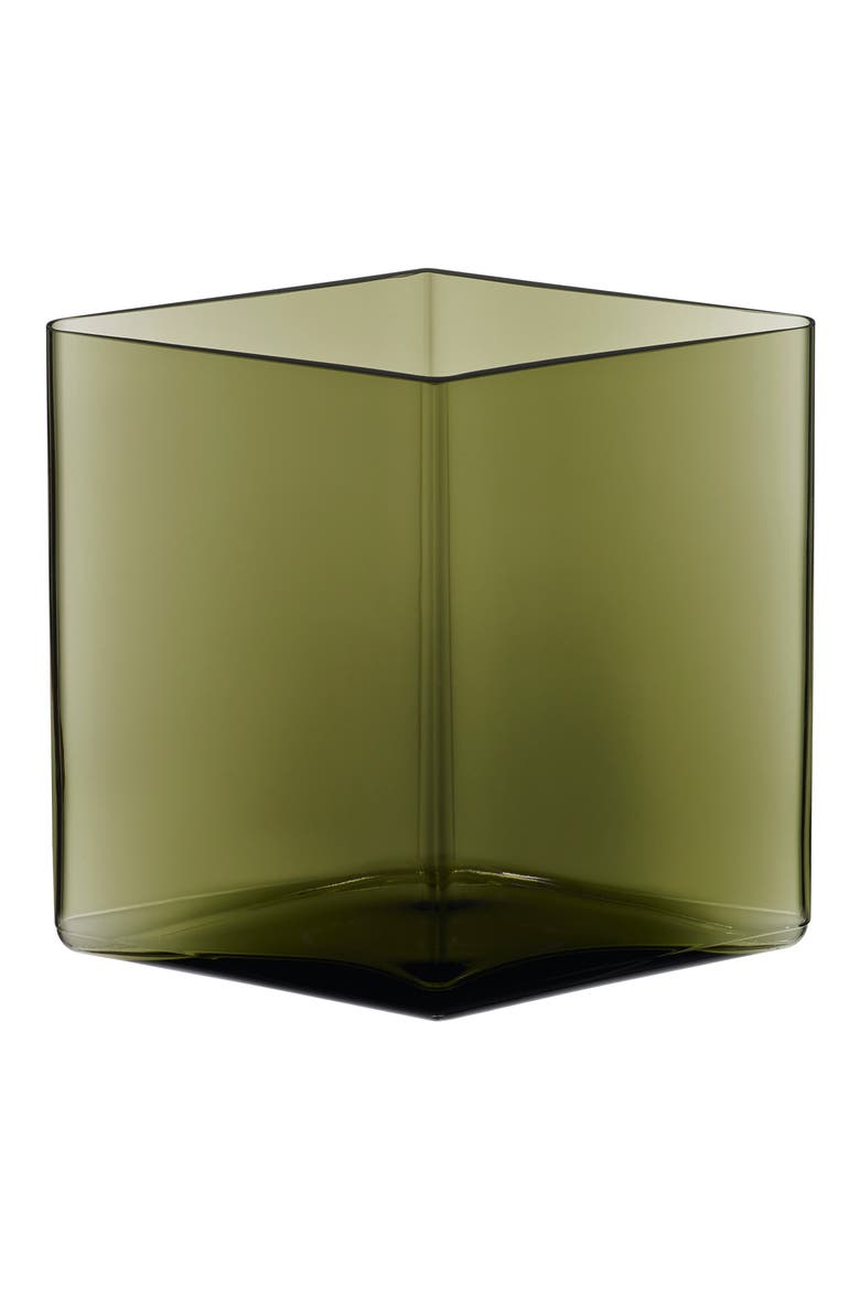 Ruutu Glass Vase, Main, color, MOSS GREEN
