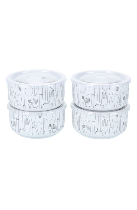 Set of 4 Large Storage Bowl with Lid