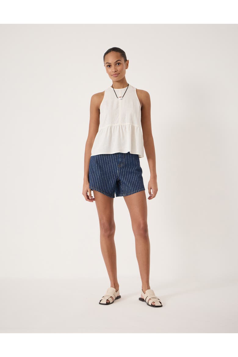 Nomie Linen Blend Peplum Top, Alternate, color, White