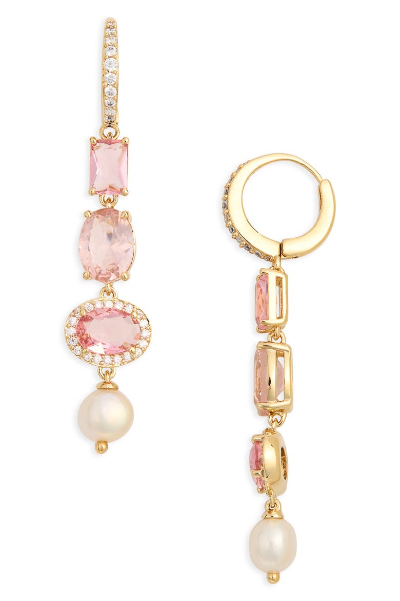 Maiden Linear Drop Earrings, Main, color, GOLD/PINK