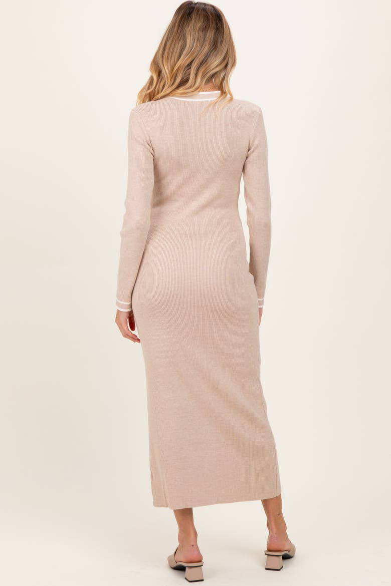 Tie Neck Sweater Midi Dress, Alternate, color, Cream