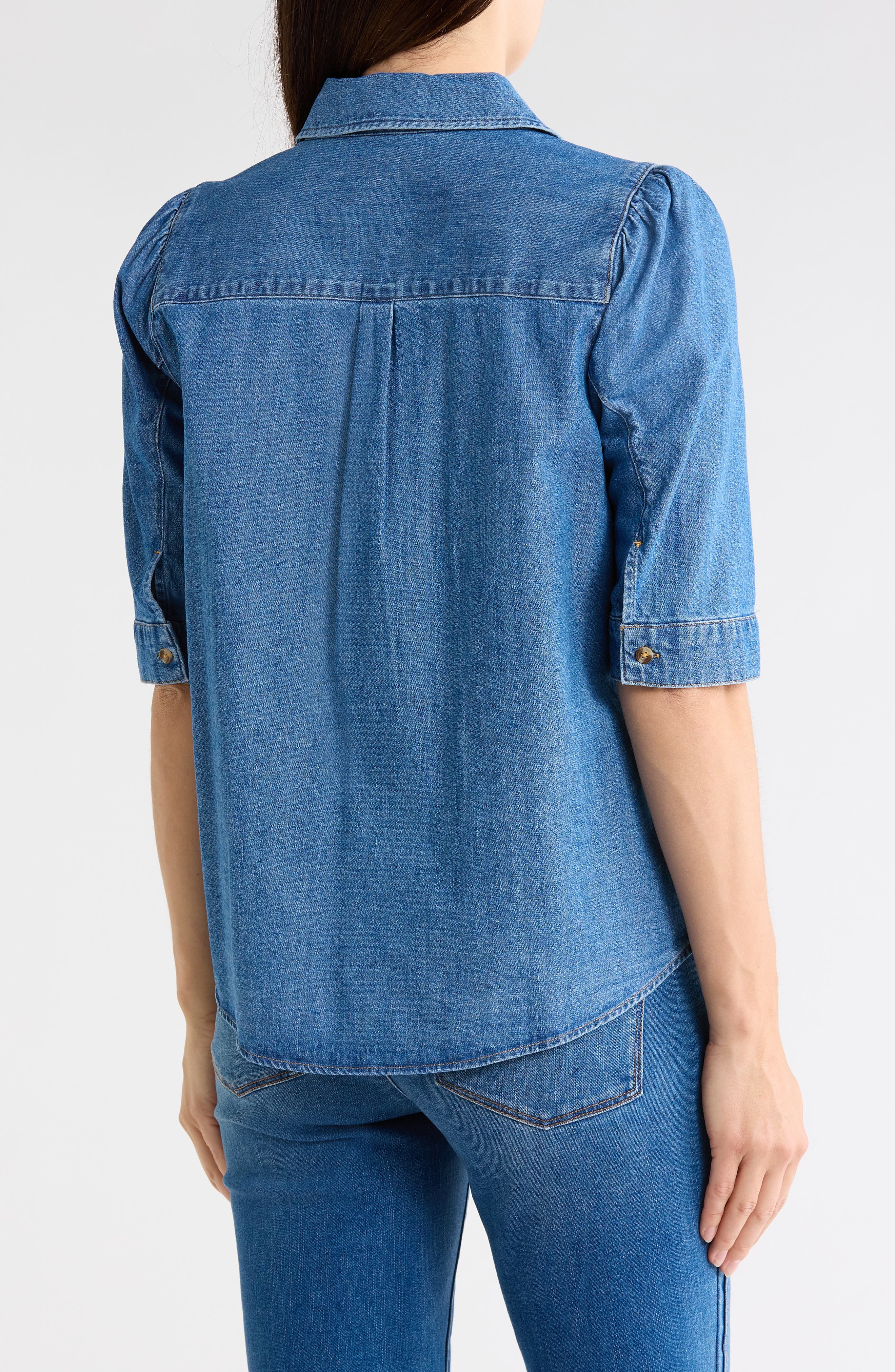 Denim Button-Up Shirt - image 2