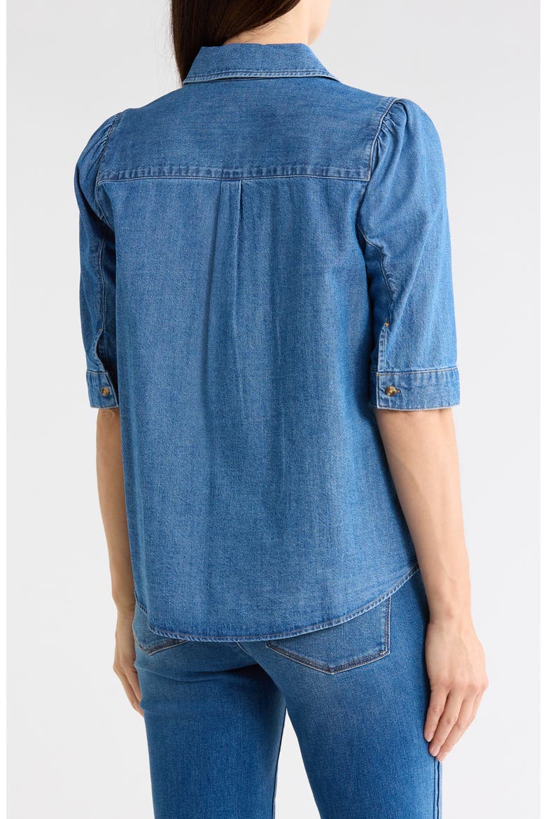 Denim Button-Up Shirt, Alternate, color, MID BLUE