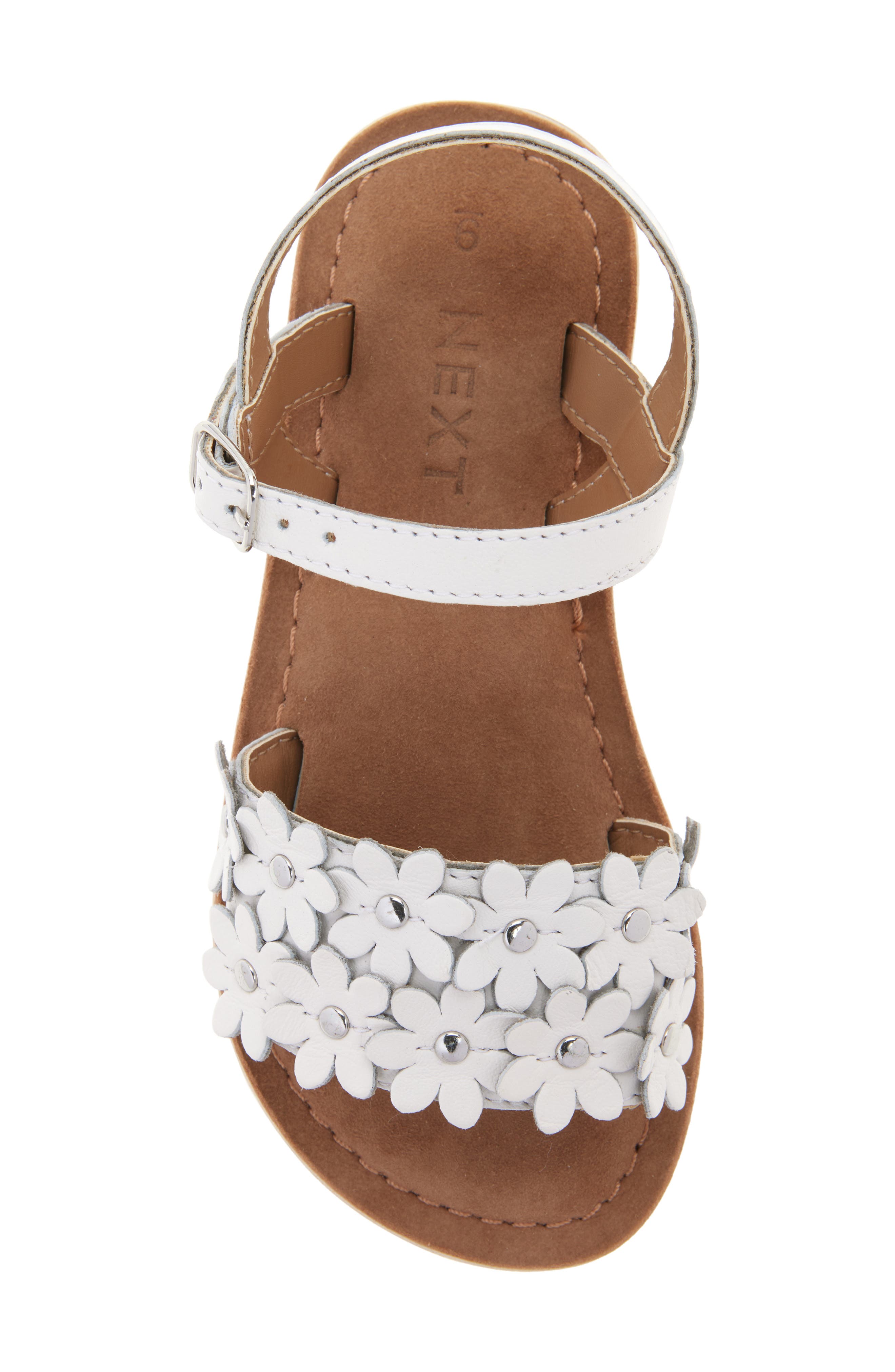 NEXT Kids' Floral Ankle Strap Sandal, Alternate, color, White