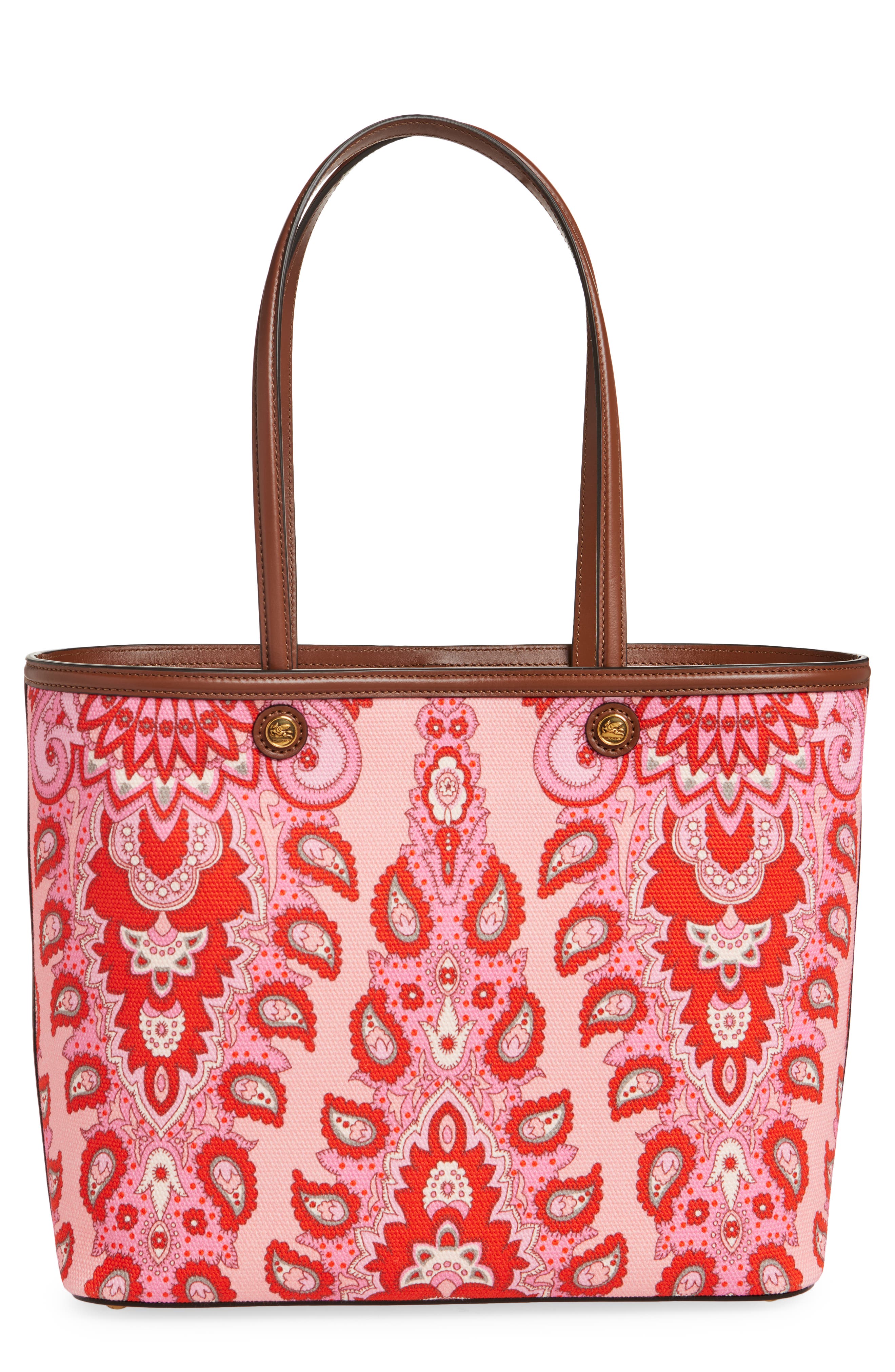 Etro Medium Essential Paisley Cotton Canvas Tote, Main, color, 