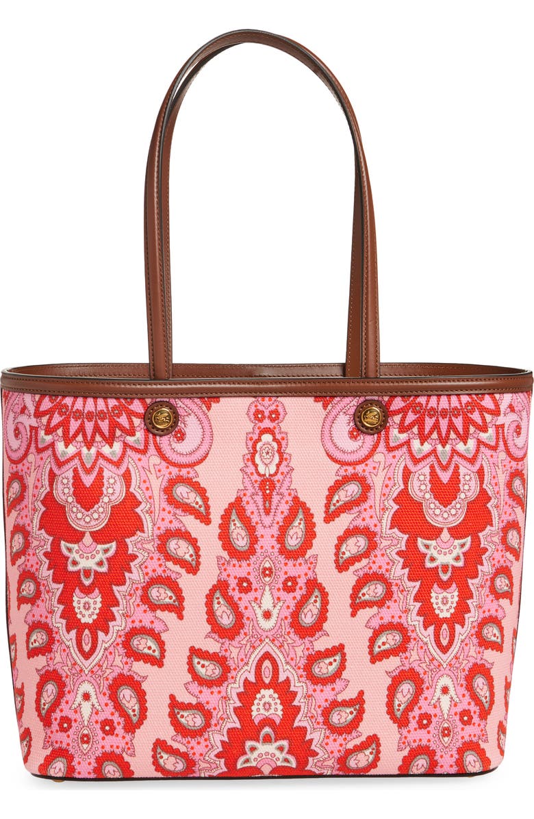Etro Medium Essential Paisley Cotton Canvas Tote, Main, color,