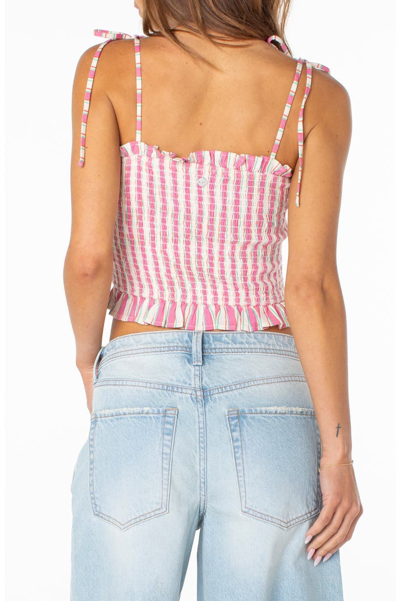 Avalon Stripe Smocked Cotton Blend Crop Top, Alternate, color, DEW
