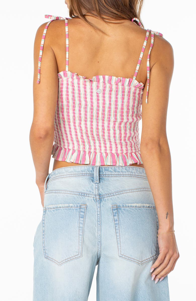 Roxy Avalon Stripe Smocked Cotton Blend Crop Top, Alternate, color, 