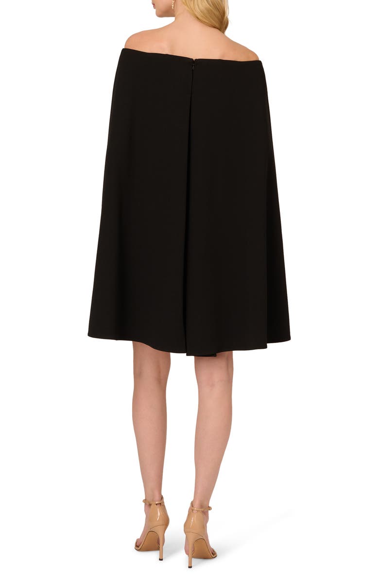 Adrianna Papell Off the Shoulder Long Sleeve Capelet Cocktail Dress, Alternate, color, 