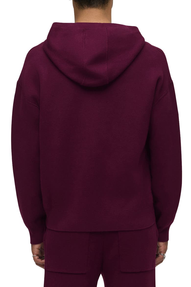 Cotton & Cashmere Double Knit Hoodie, Alternate, color, BORDEAUX