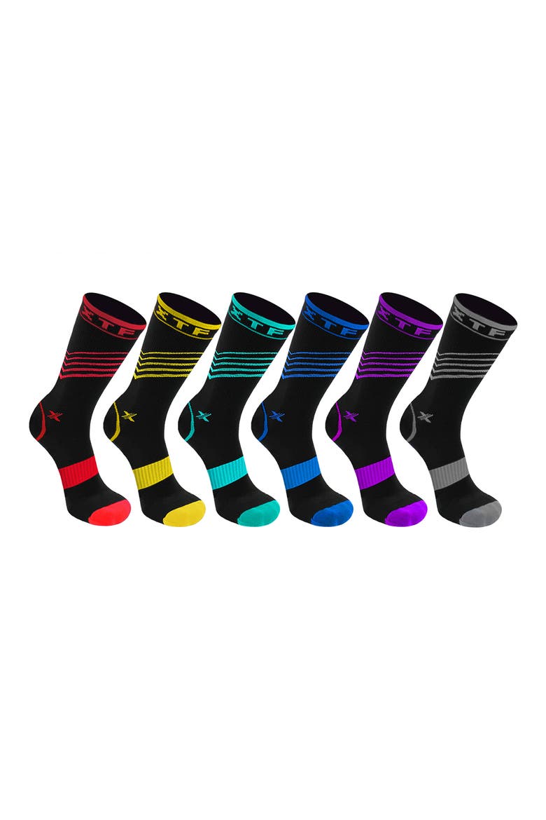 Assorted 6-Pack Stripe Compression Crew Socks, Main, color, ASSORTED