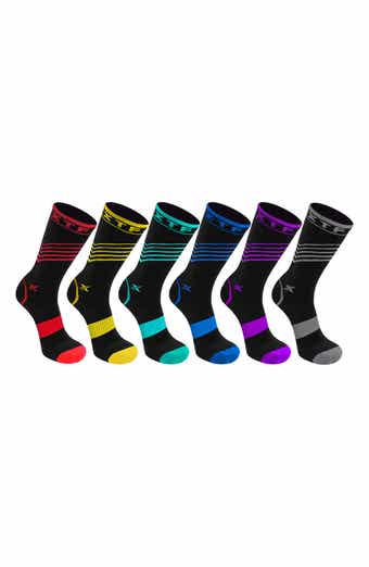 EXTREME FIT Assorted 6-Pack Stripe Compression Crew Socks