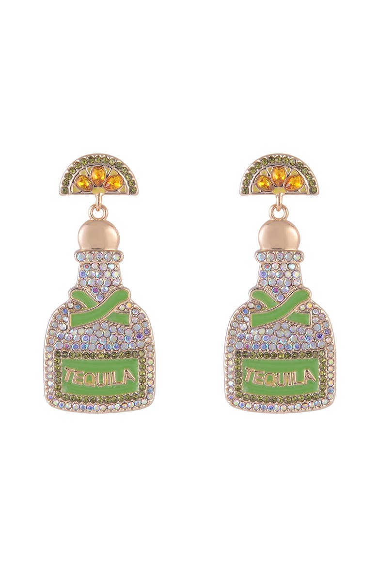 Stone and Enamel Tequila Earrings, Alternate, color, Green