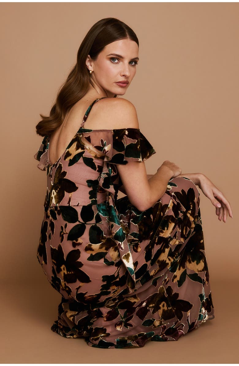 Six Stories Floral Devore Strappy Dress, Alternate, color, Turquoise