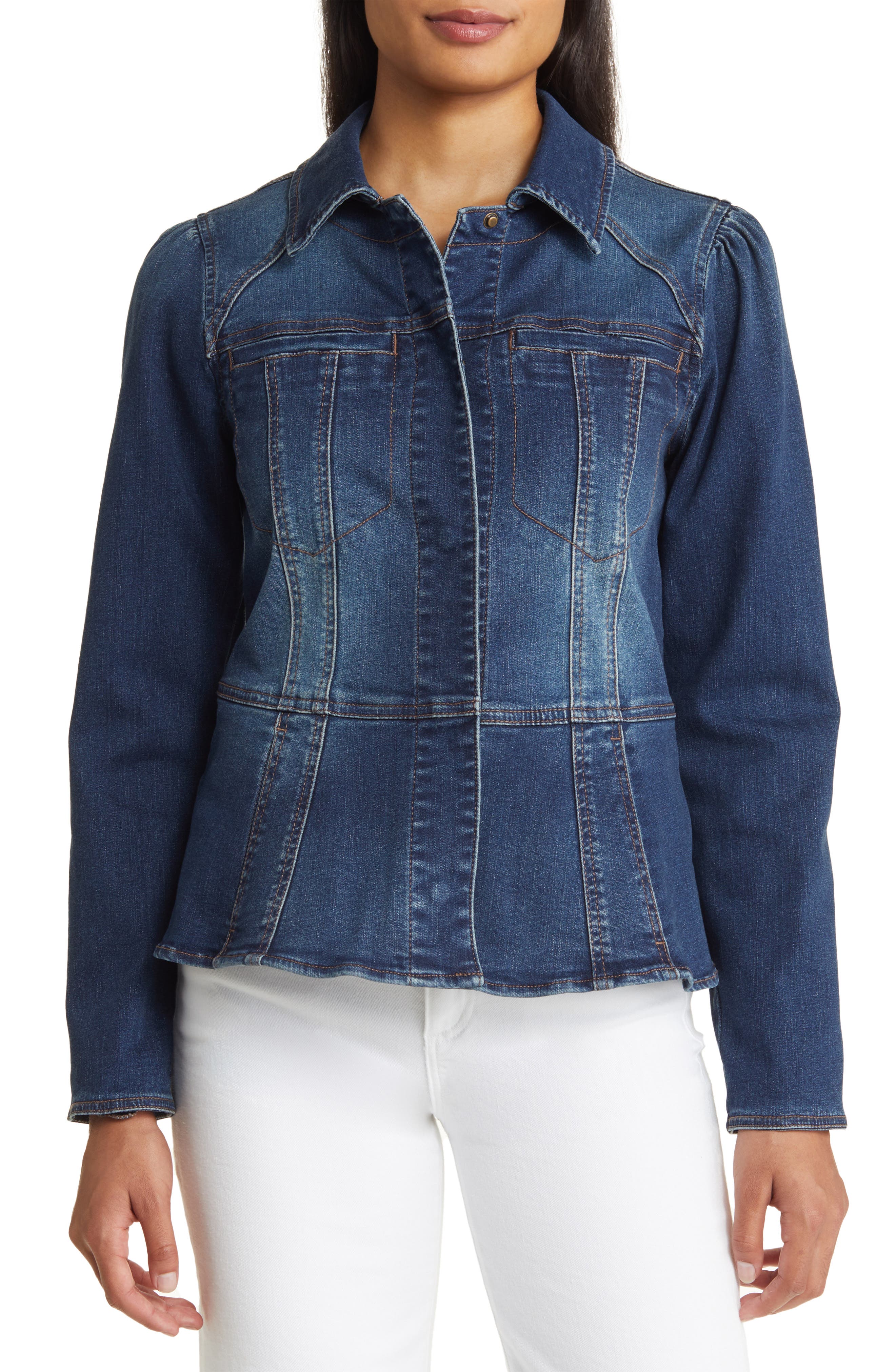 Женские Wit & Wisdom Peplum Denim Jacket — фото 4