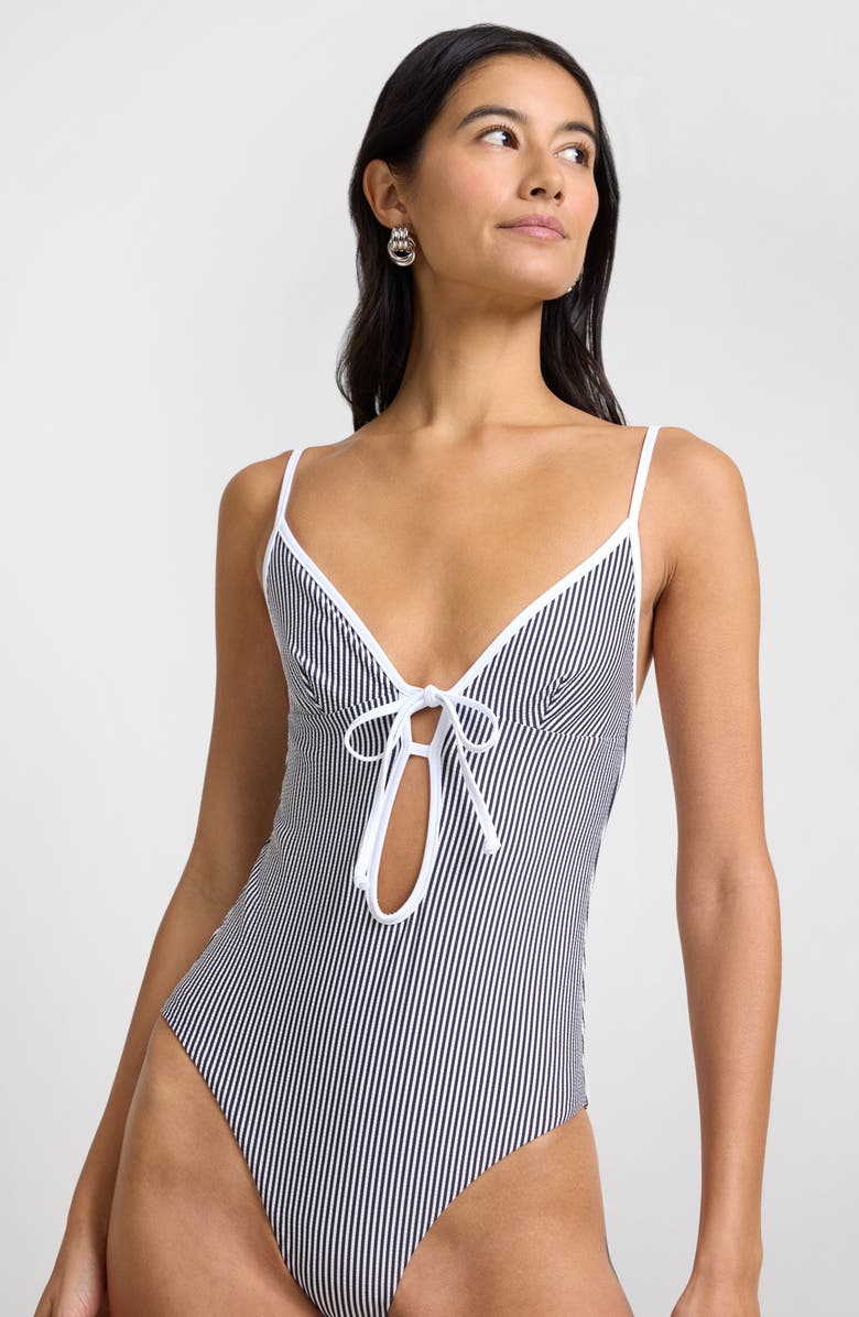 Onia Soleil One-Piece Swimsuit, Alternate, color, Noir Navy/ White